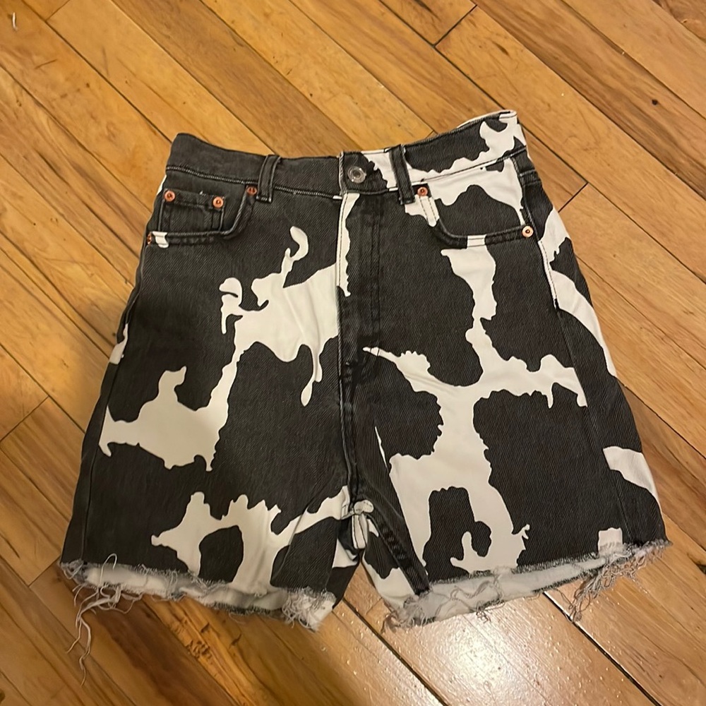 Zara cow print shorts